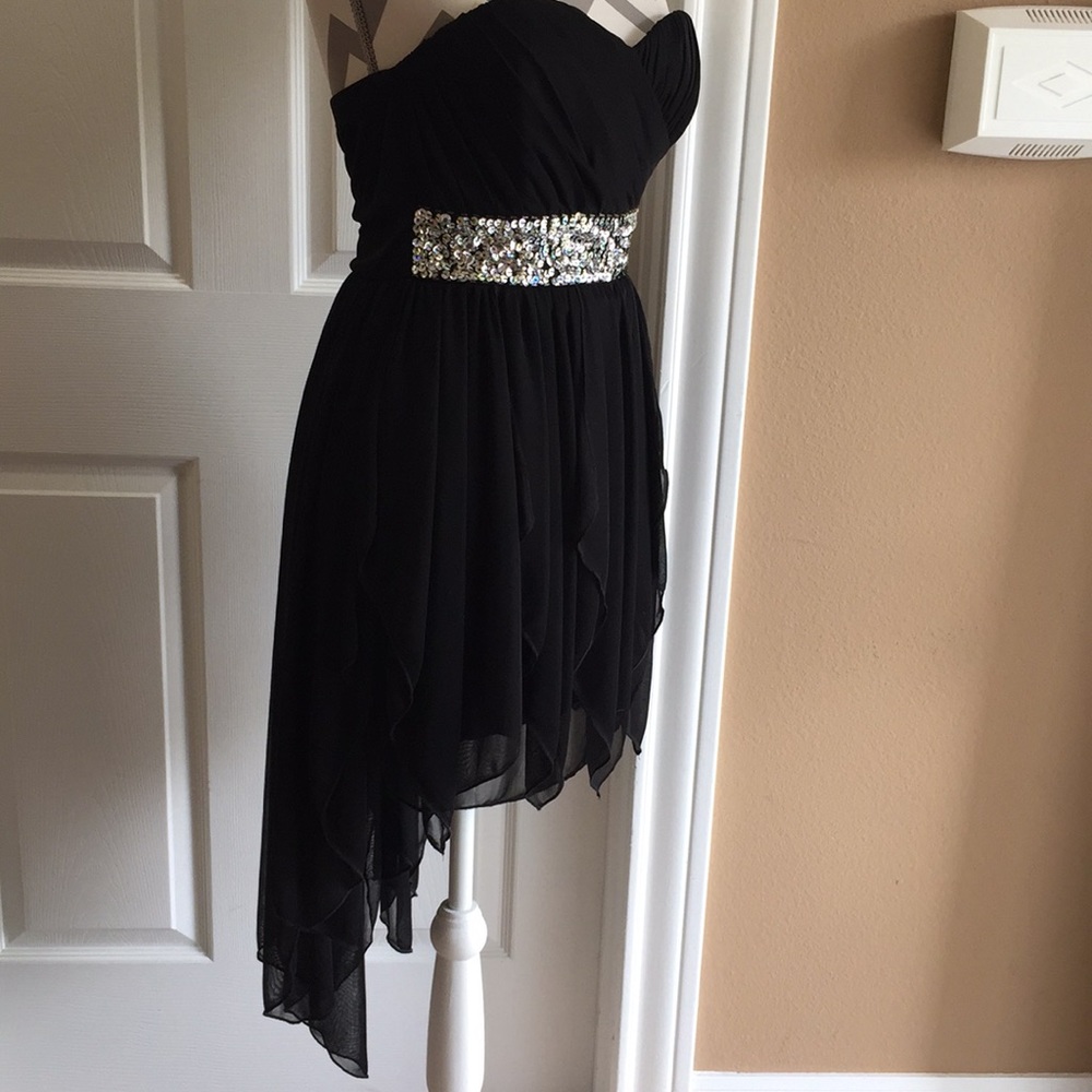 Black high-Low cocktail dress with stones